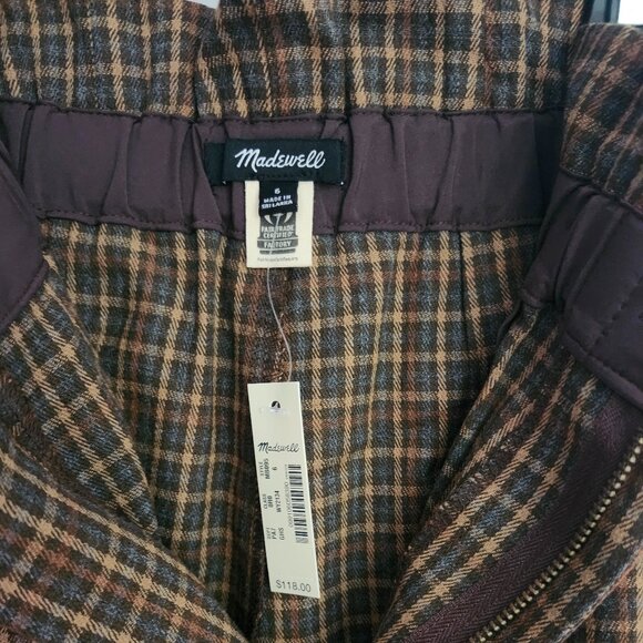 New w/Tags Madewell Plaid Paperbag Tapered Pants, Size 6 - Picture 4 of 7
